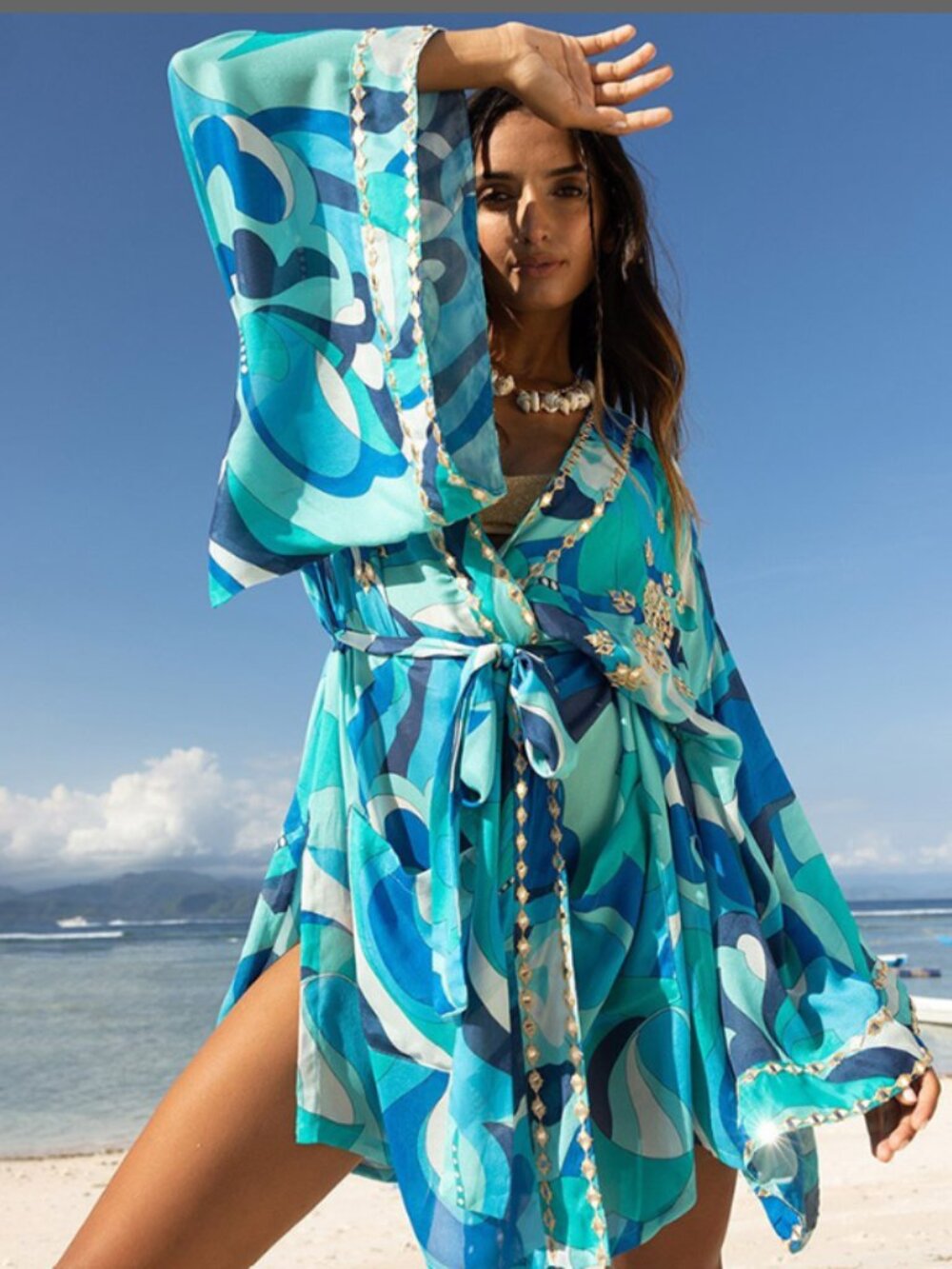 NEW MISS JUNE Nova Viscose SHORT KIMONO One size fits MOST 268 4J1